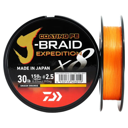Daiwa J-Braid Expedition X8 Smashed Orange 150m - Sundbybergs Sportfiske